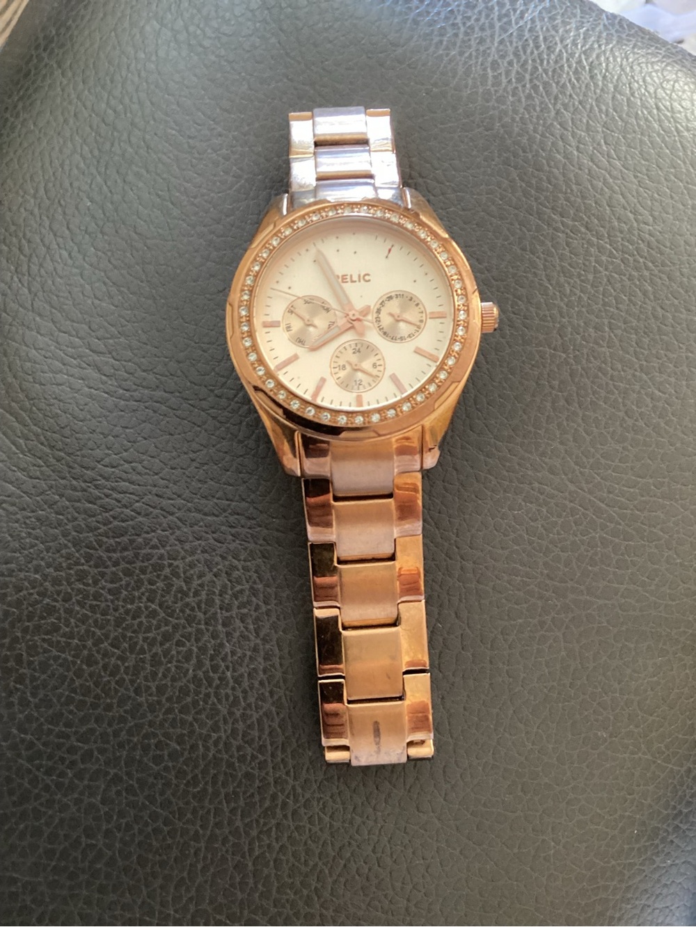 Relic Rose Gold-tone Crystal Bezel Bracelet Watch